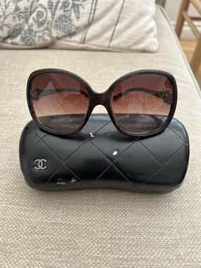 CHANEL Brown Gradient Oversized Frame Sunglasses